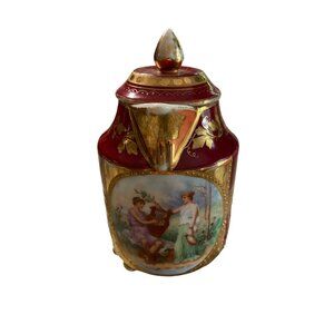Royal Vienna Austria Antique Porcelain Footed Creamer Gold Trim Gilded Scene